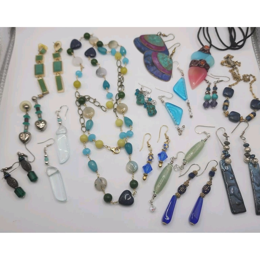 Boho Costume Jewelry Lot Vintage Beaded Funky Dangle Wearable Mixed Materials